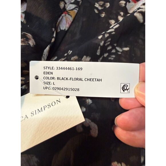 Jessica Simpson black floral cheetah Eden Dress Sz L NWT - Picture 5 of 8